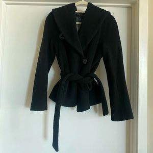 BCBGMaxAzria Hooded Wrap Coat, Size Small